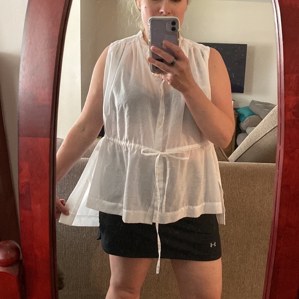Banana Republic White Sheer Button Front Tunic - Picture 11 of 11